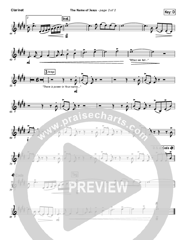 The Name Of Jesus Clarinet (Chris Tomlin)