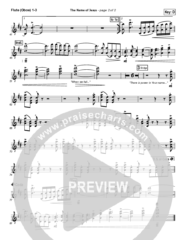 The Name Of Jesus Flute/Oboe 1/2/3 (Chris Tomlin)