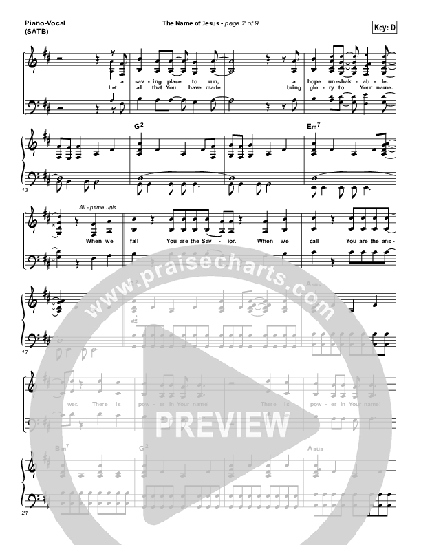 The Name Of Jesus Piano/Vocal (Chris Tomlin)