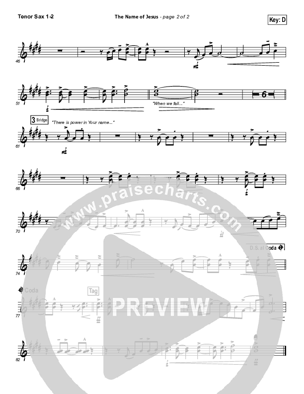 The Name Of Jesus Tenor Sax 1/2 (Chris Tomlin)