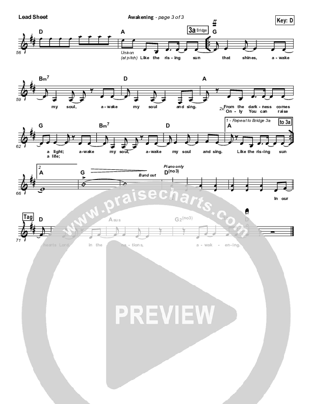 Awakening Lead Sheet (Chris Tomlin)