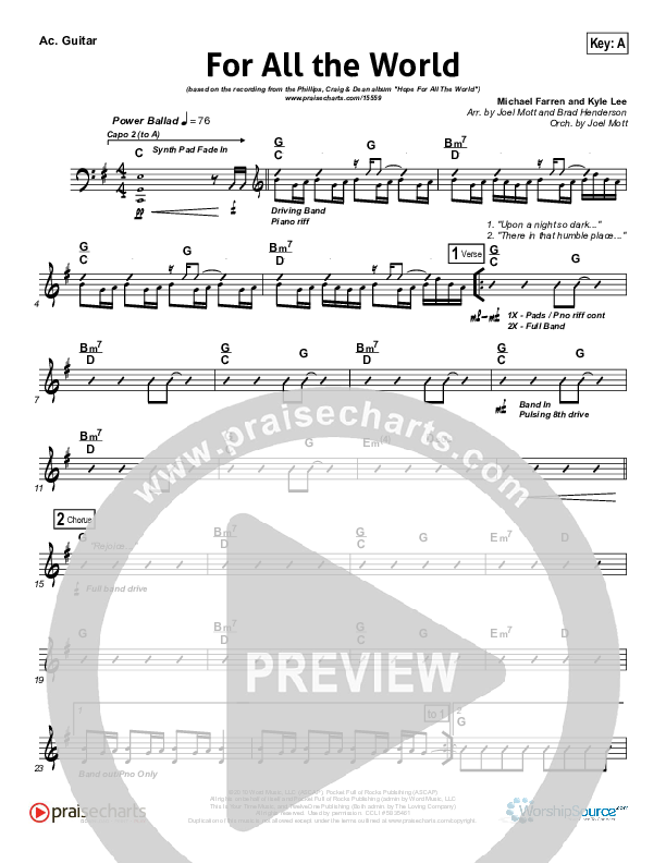 For All The World Rhythm Chart (Phillips Craig & Dean)