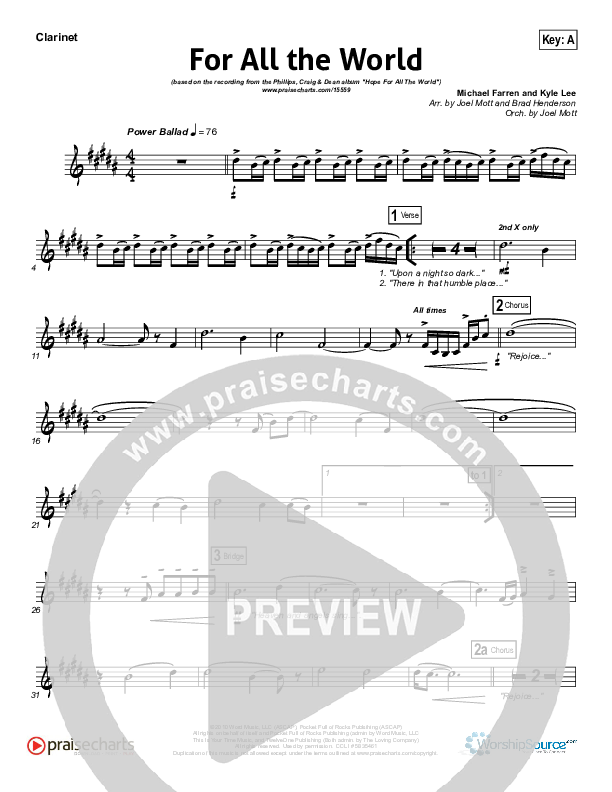 For All The World Clarinet (Phillips Craig & Dean)