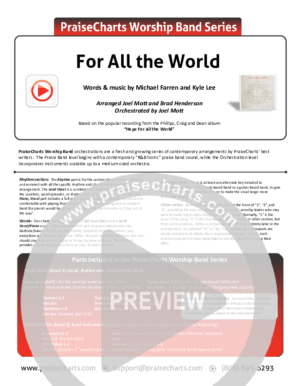 For All The World Cover Sheet (Phillips Craig & Dean)