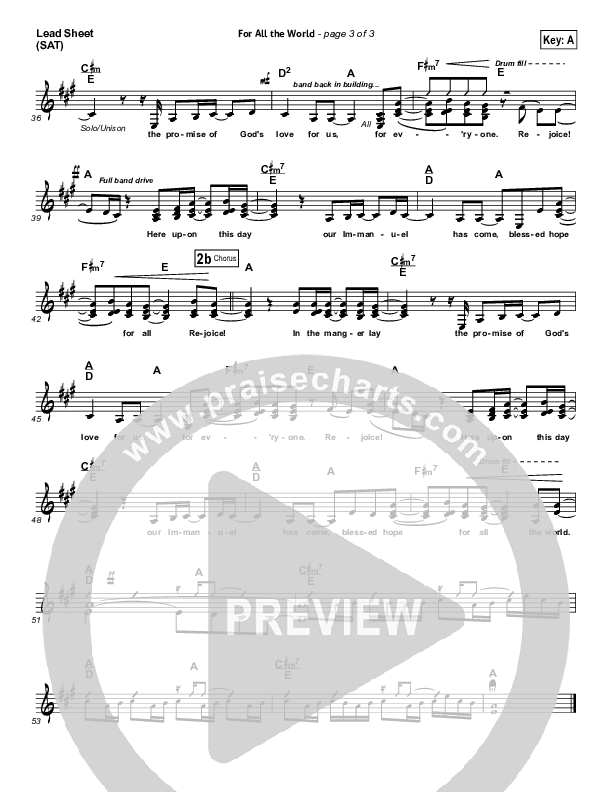 For All The World Lead Sheet (SAT) (Phillips Craig & Dean)