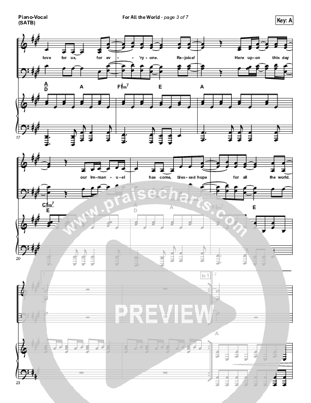 For All The World Piano/Vocal (SATB) (Phillips Craig & Dean)