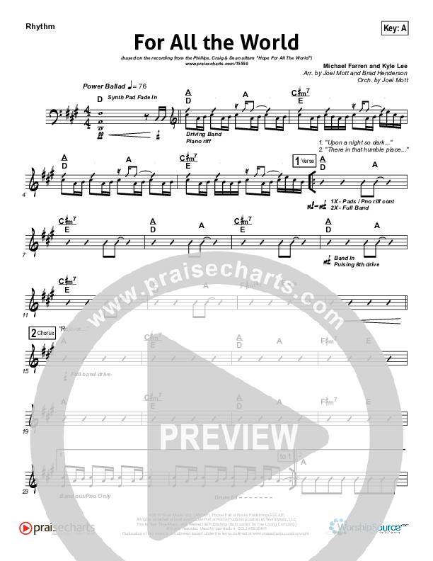 For All The World Rhythm Chart (Phillips Craig & Dean)