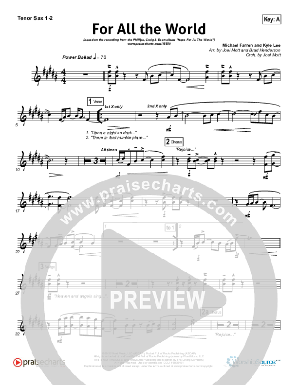 For All The World Tenor Sax 1/2 (Phillips Craig & Dean)