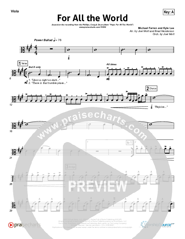 For All The World Viola (Phillips Craig & Dean)