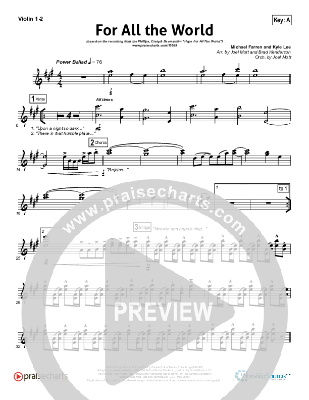 For All The World Violin 1/2 (Phillips Craig & Dean)