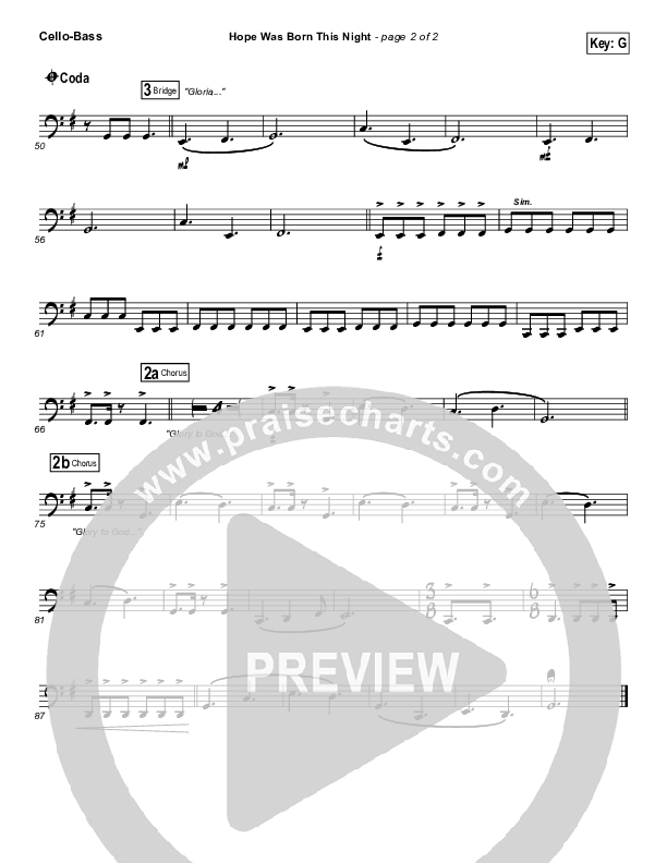 Hope Was Born This Night Cello/Bass (Sidewalk Prophets)