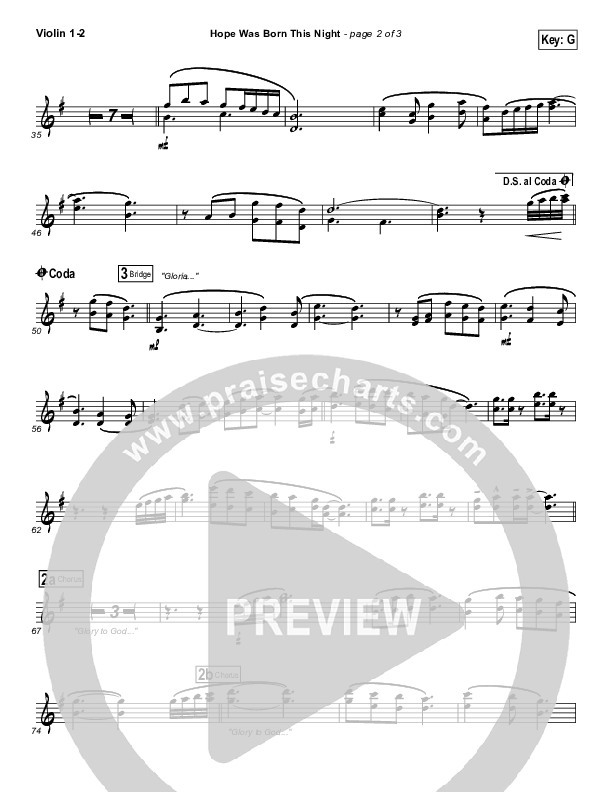 Hope Was Born This Night Violin 1/2 (Sidewalk Prophets)