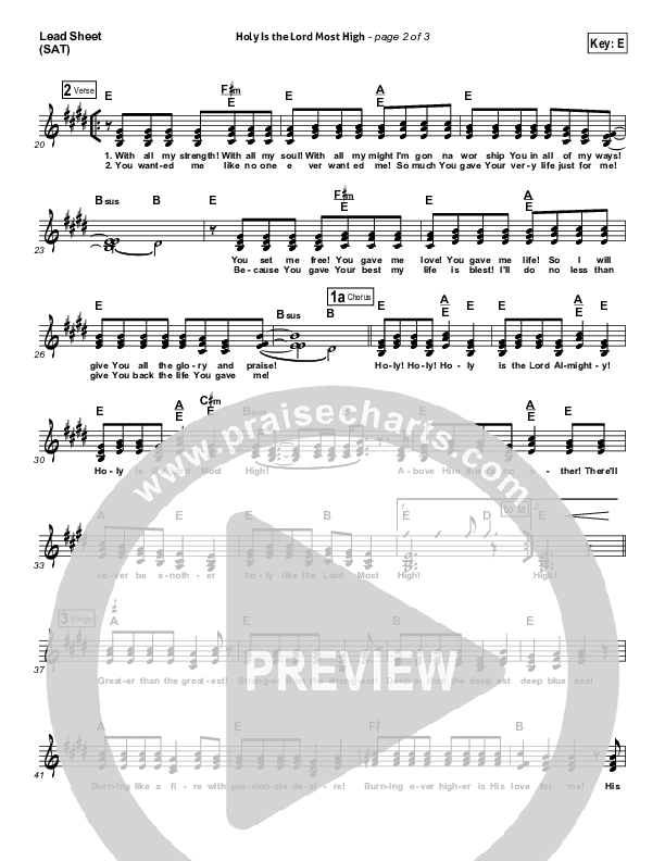 Holy Is The Lord Most High Lead Sheet (Dennis Jernigan)