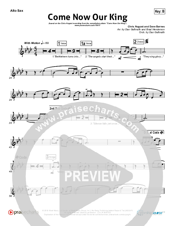 Come Now Our King  Alto Sax (Chris August)