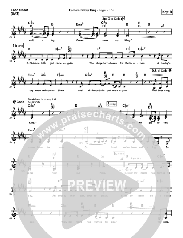 Come Now Our King  Lead Sheet (Chris August)