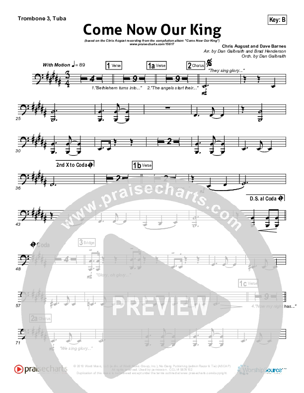 Come Now Our King  Trombone 3/Tuba (Chris August)