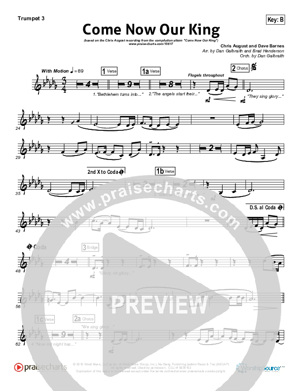 Come Now Our King  Trumpet 3 (Chris August)
