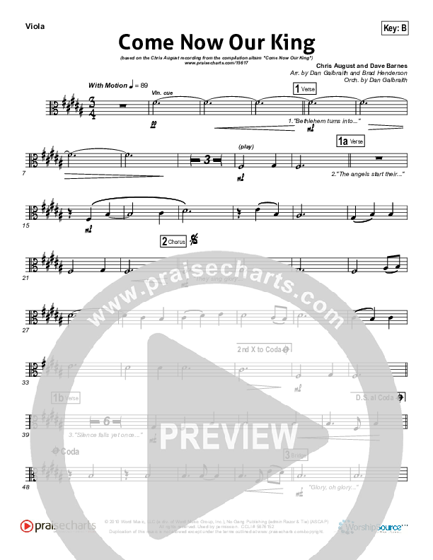 Come Now Our King  Viola (Chris August)