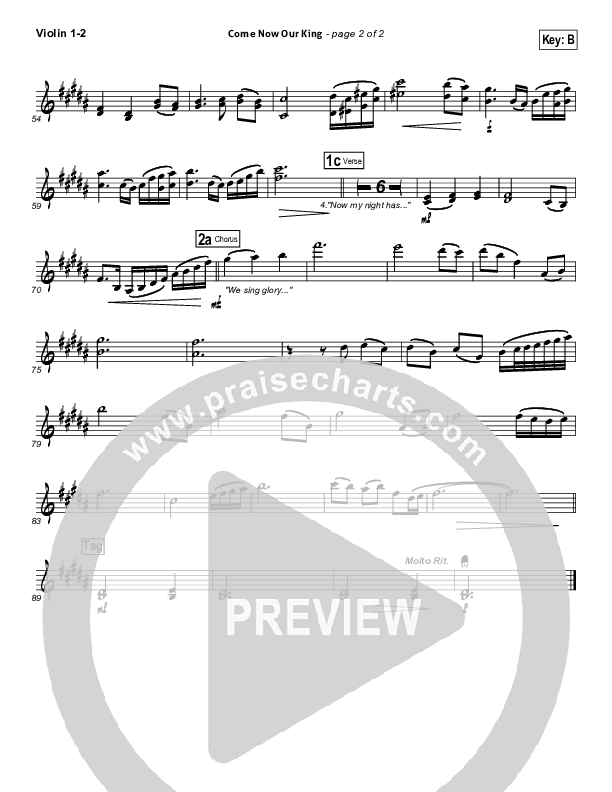 Come Now Our King  Violin 1/2 (Chris August)