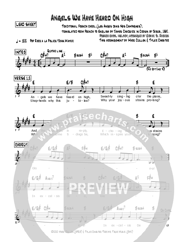 Angels We Have Heard On High Lead Sheet (Mark Cullen)