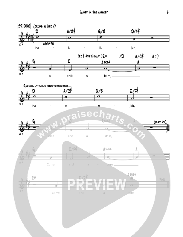 Glory In The Highest (A Child Is Born) Lead Sheet (Mark Cullen)