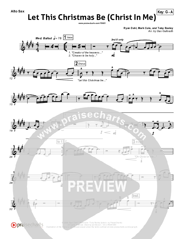 Let This Christmas Be (Christ In Me) Alto Sax (PraiseCharts Band)