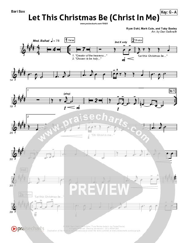 Let This Christmas Be (Christ In Me) Bari Sax (PraiseCharts Band)