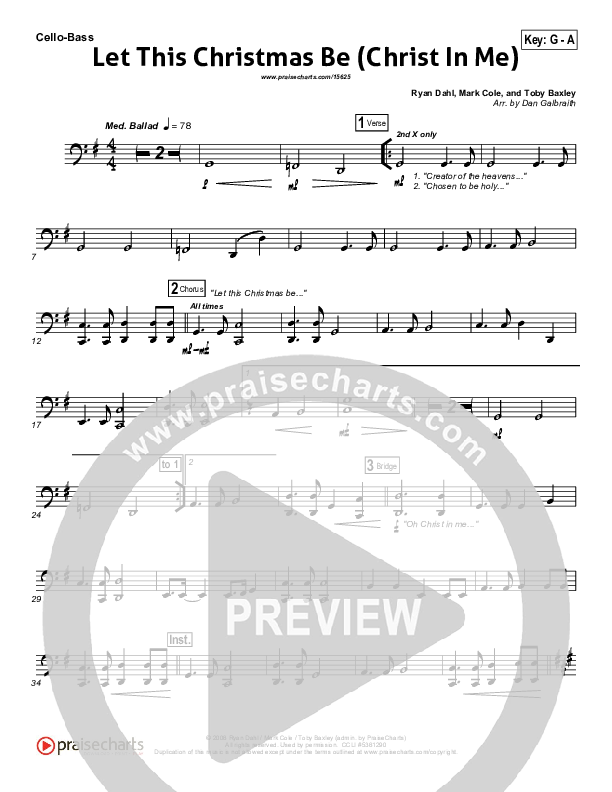 Let This Christmas Be (Christ In Me) Cello/Bass (PraiseCharts Band)