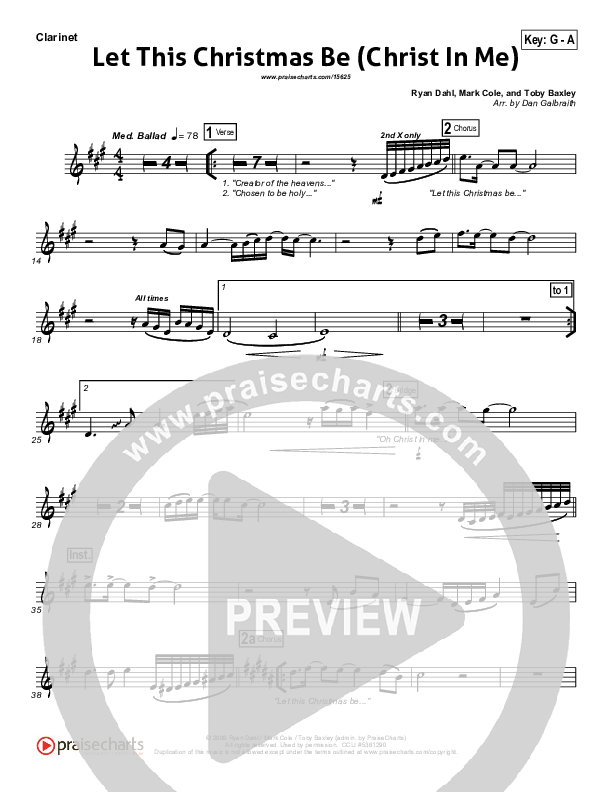Let This Christmas Be (Christ In Me) Clarinet (PraiseCharts Band)