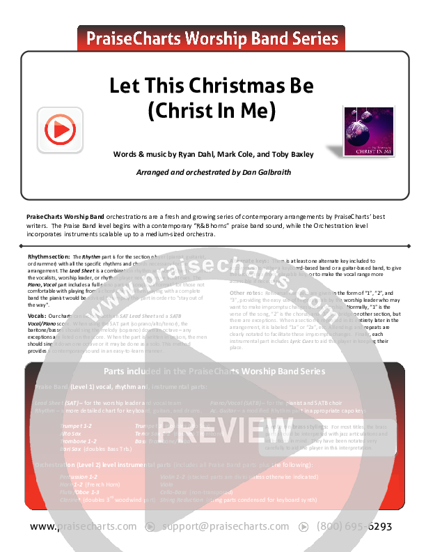 Let This Christmas Be (Christ In Me) Orchestration (PraiseCharts Band)