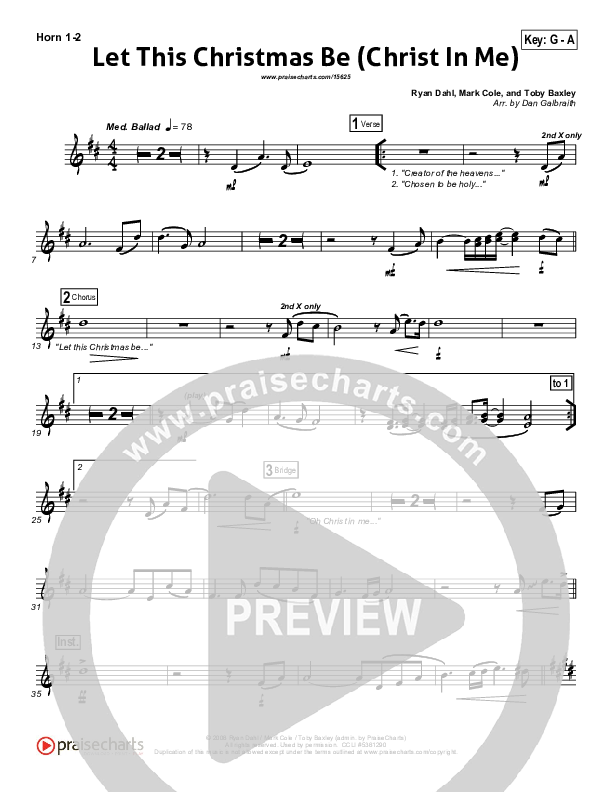 Let This Christmas Be (Christ In Me) French Horn 1/2 (PraiseCharts Band)