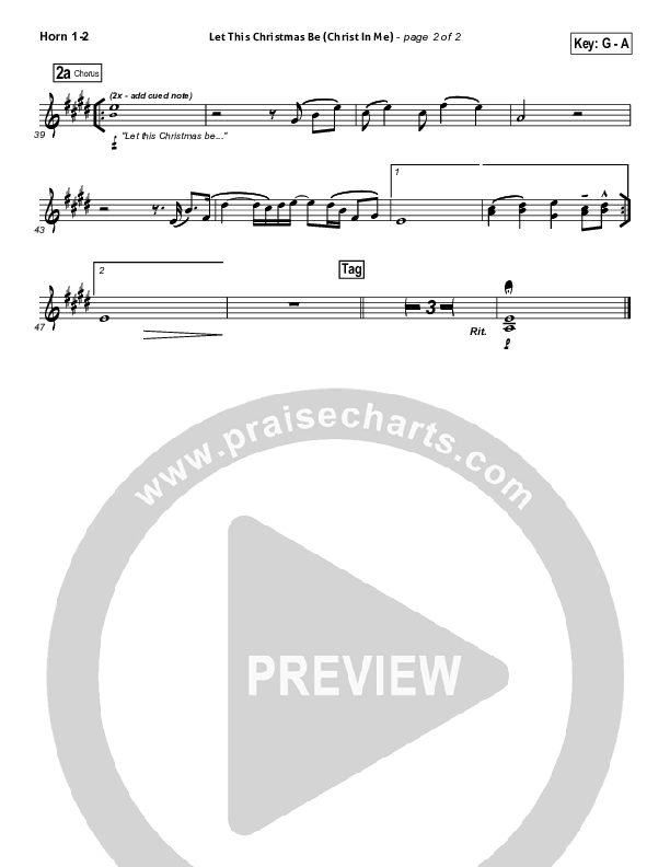 Let This Christmas Be (Christ In Me) French Horn 1/2 (PraiseCharts Band)