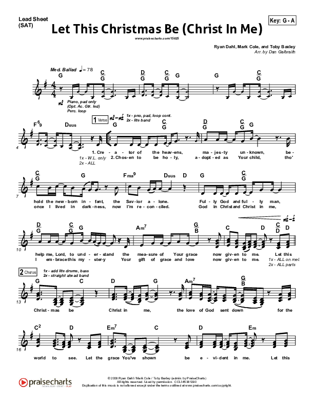 Let This Christmas Be (Christ In Me) Lead Sheet (PraiseCharts Band)