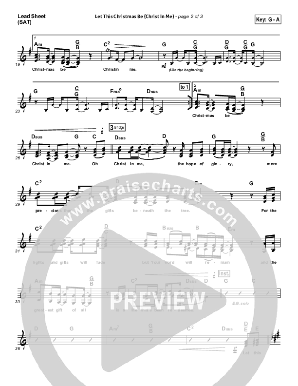 Let This Christmas Be (Christ In Me) Lead Sheet (PraiseCharts Band)