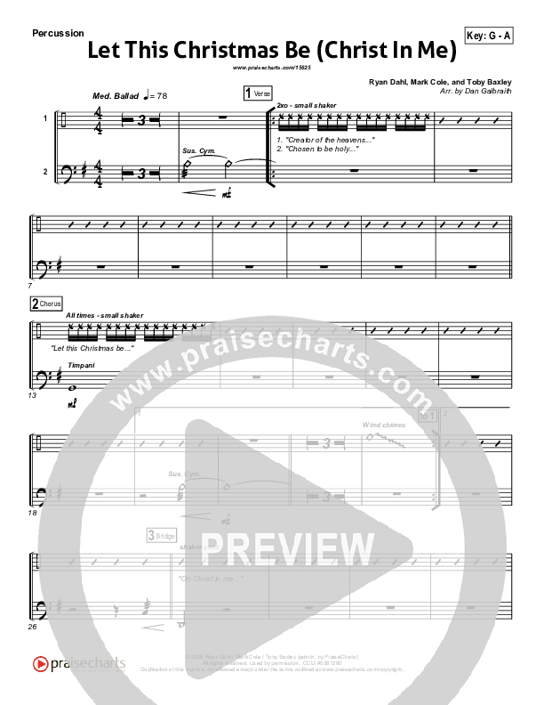 Let This Christmas Be (Christ In Me) Percussion (PraiseCharts Band)