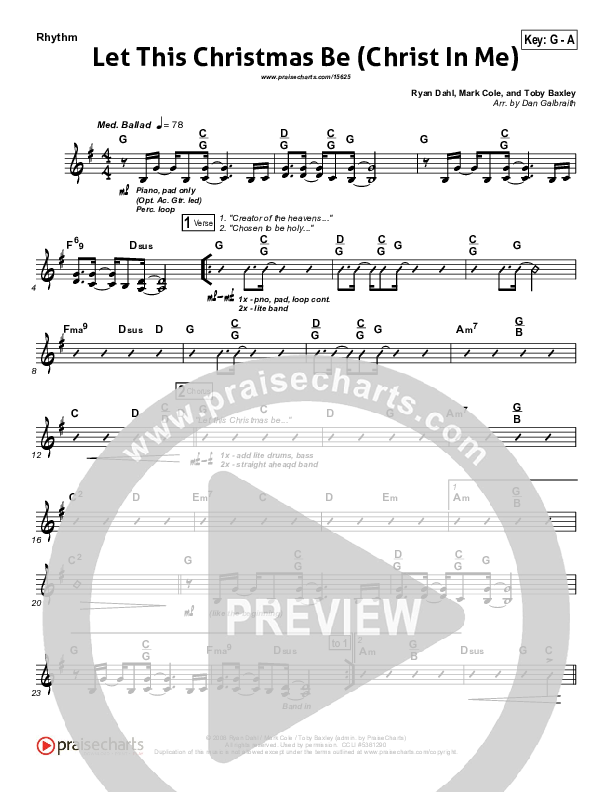 Let This Christmas Be (Christ In Me) Rhythm Chart (PraiseCharts Band)