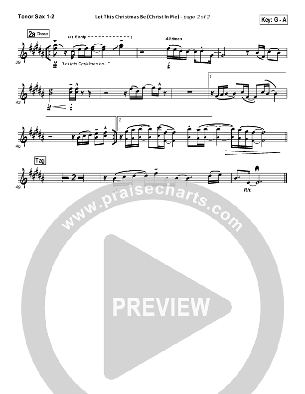 Let This Christmas Be (Christ In Me) Tenor Sax 1/2 (PraiseCharts Band)