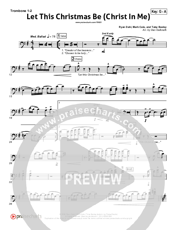 Let This Christmas Be (Christ In Me) Trombone 1/2 (PraiseCharts Band)