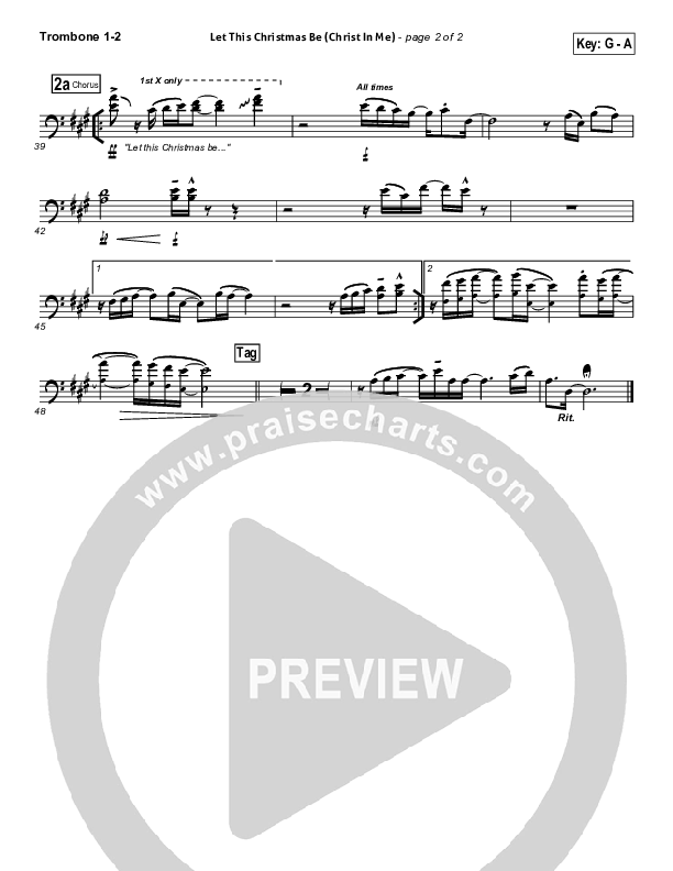 Let This Christmas Be (Christ In Me) Trombone 1/2 (PraiseCharts Band)