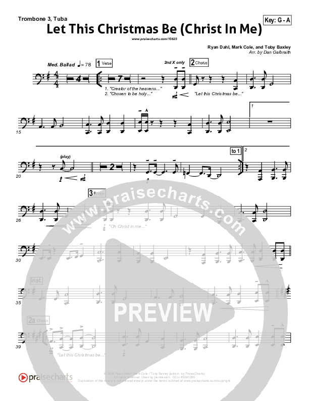 Let This Christmas Be (Christ In Me) Trombone 3/Tuba (PraiseCharts Band)