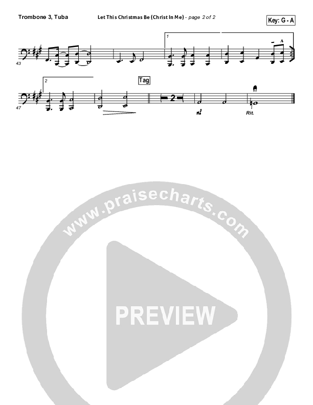 Let This Christmas Be (Christ In Me) Trombone 3/Tuba (PraiseCharts Band)