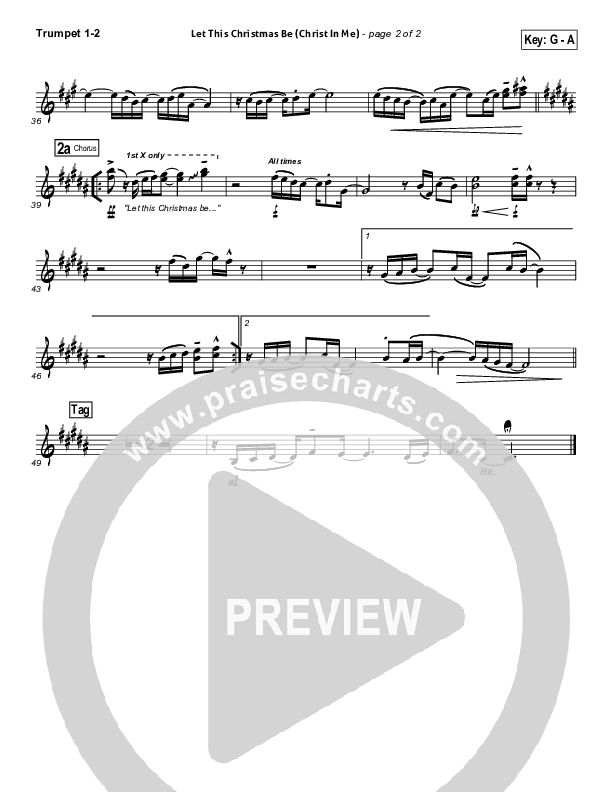 Let This Christmas Be (Christ In Me) Trumpet 1,2 (PraiseCharts Band)