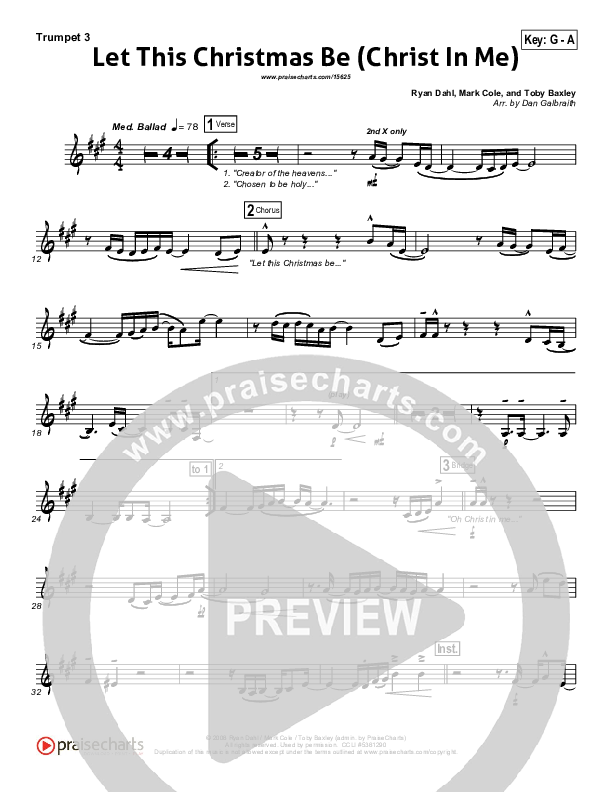 Let This Christmas Be (Christ In Me) Trumpet 3 (PraiseCharts Band)
