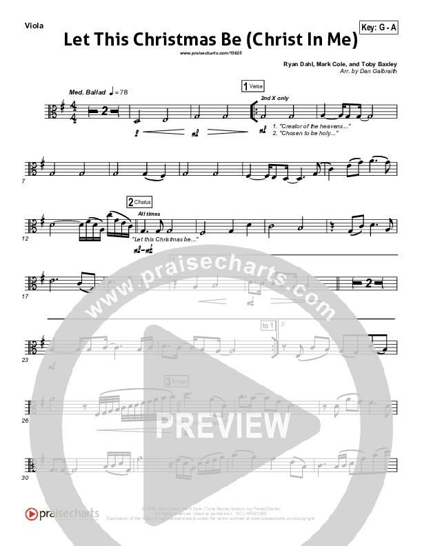 Let This Christmas Be (Christ In Me) Viola (PraiseCharts Band)