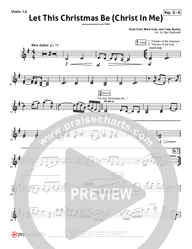 Let This Christmas Be (Christ In Me) Violin 1/2 (PraiseCharts Band)