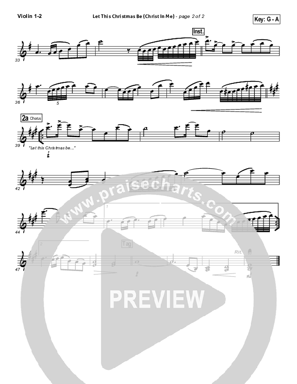 Let This Christmas Be (Christ In Me) Violin 1/2 (PraiseCharts Band)