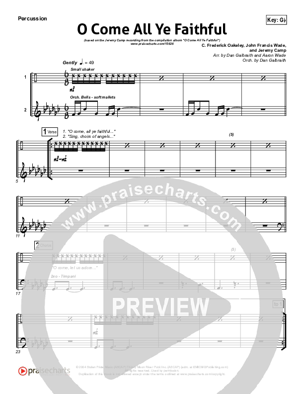 O Come All Ye Faithful Percussion (Jeremy Camp)