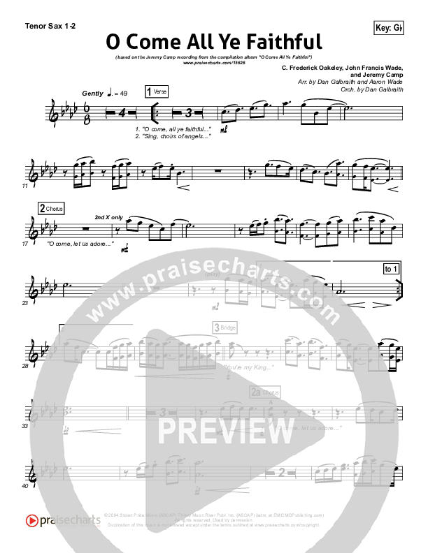 O Come All Ye Faithful Tenor Sax 1/2 (Jeremy Camp)