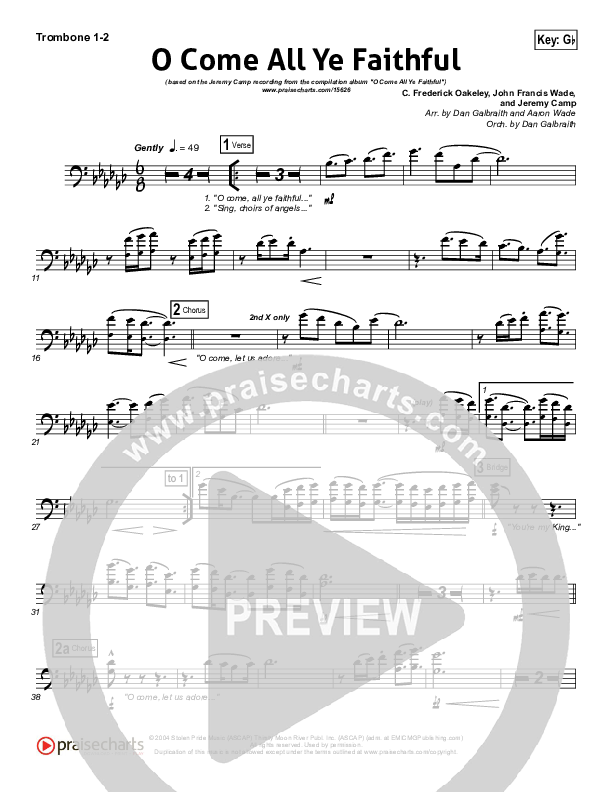 O Come All Ye Faithful Trombone 1/2 (Jeremy Camp)
