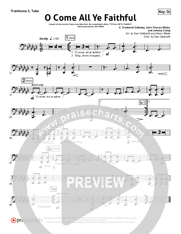 O Come All Ye Faithful Trombone 3/Tuba (Jeremy Camp)